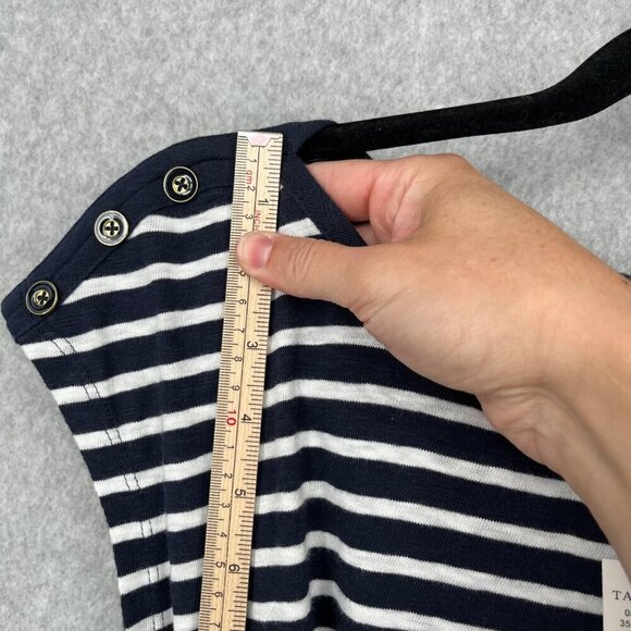 Talbots Stripe Belted Knit Shift Dress Size SP Navy Blue White Nautical Slub NEW - Picture 8 of 12
